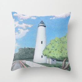 Ocracoke Lighthouse Throw Pillow