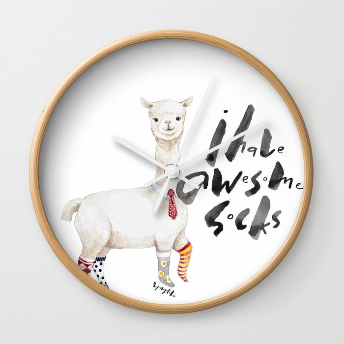 Alpaca with awesome socks Wall Clock