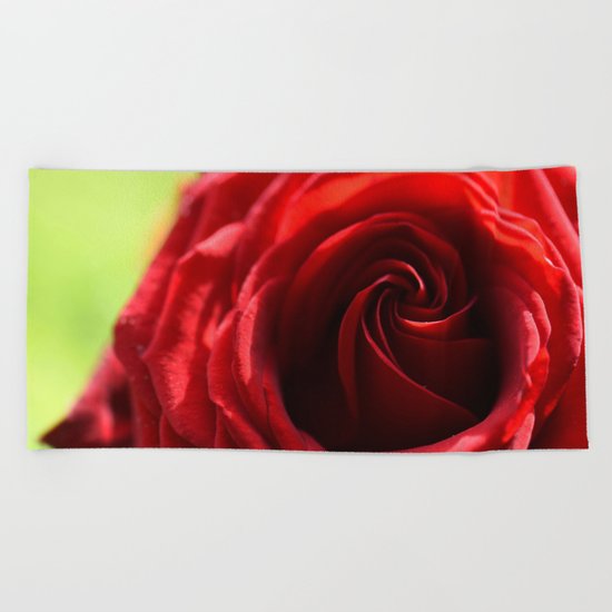 Red rose in LOVE - Roses- Valentine Beach Towel