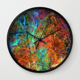 Colorful mess of paint stains Wall Clock