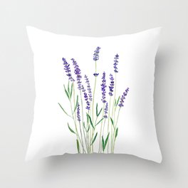 purple lavender watercolor painting Throw Pillow