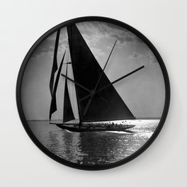 America's Cup Sailing Yacht Races - The Vanitie Newport, Rhode Island black and white photography - photographs Wall Clock