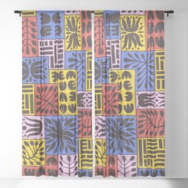 Bold Colorful Floral Patchwork Sheer Curtain