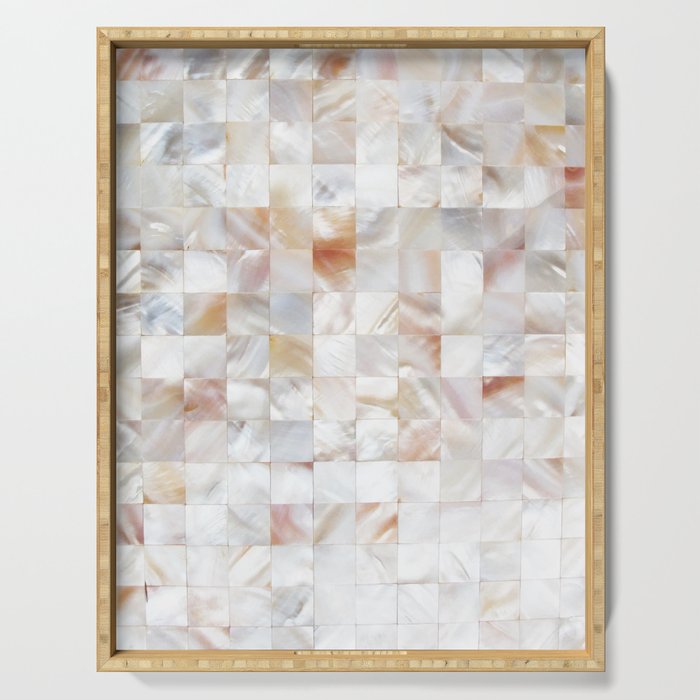 Mother of Pearl, Exotic Tiles Photography, Neutral Minimal Geometrical Graphic Design Serving Tray