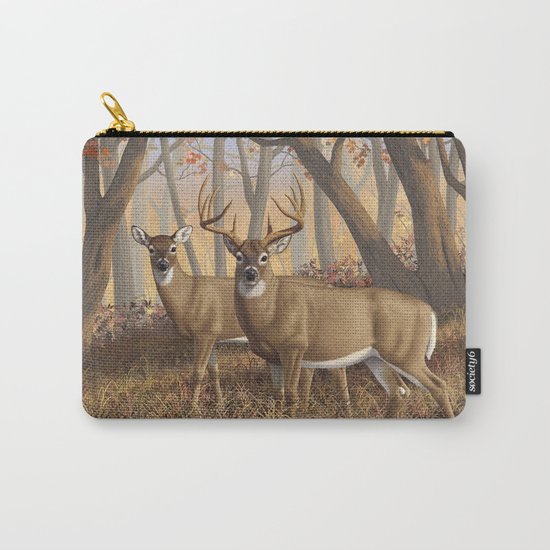 Whitetail Deer Trophy Buck and Doe in Autumn Carry-All Pouch