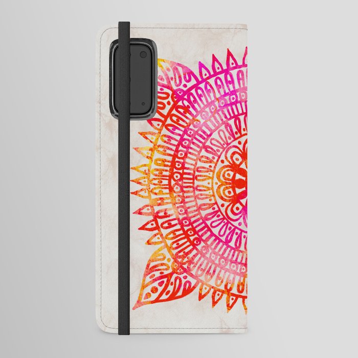 Bohochic Watercolor Mandala red yellow pink Android Wallet Case