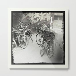 Bikes of Mile end / Les vélos du Mile end Metal Print | Black and White, Photo 