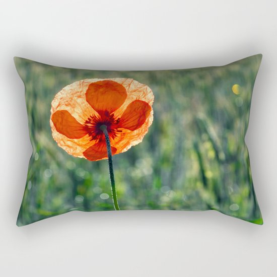Poppy in a green meadow-Poppies and Flowers on #Society6 Rectangular Pillow