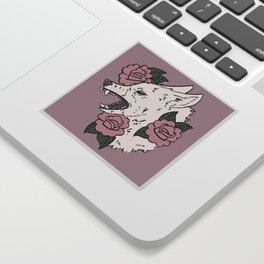 Wolf and Roses Sticker
