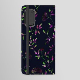 Neon foliate seamless pattern on dark background. Android Wallet Case