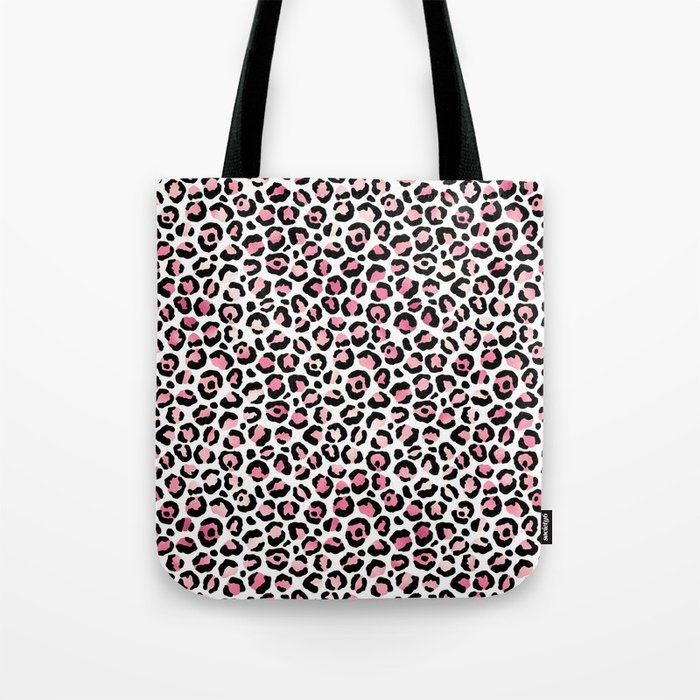 Girly Blush Pink Leopard Pattern Glam Metallic Tote Bag
