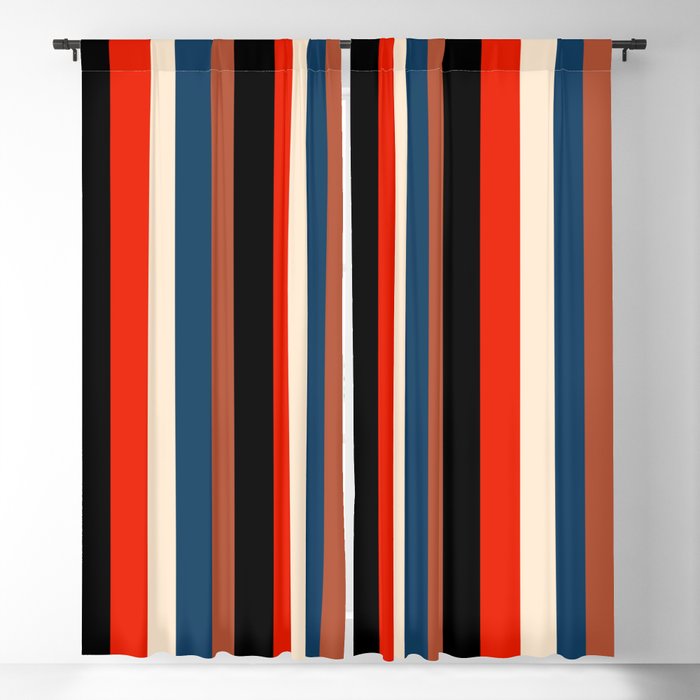 Elegant Stripes Black Red Beige Blue Orange Blackout Curtain