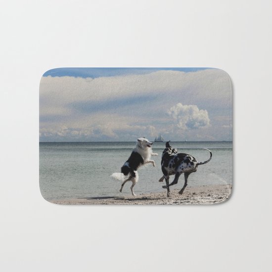 Happy Beach-dogs - Summer Dog Animal Ocean Sea Bath Mat