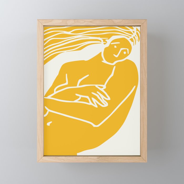 Figurative in yellow Framed Mini Art Print