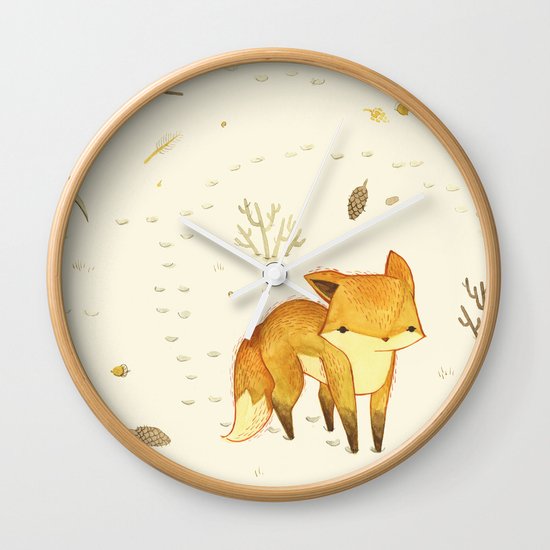 Lonely Winter Fox Wall Clock