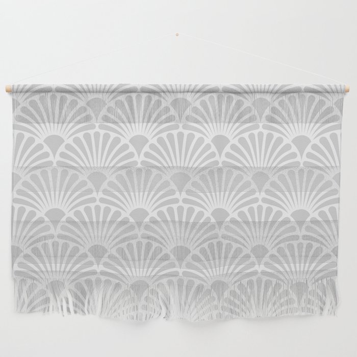Art Deco Silver Grey & White Fan Pattern Wall Hanging