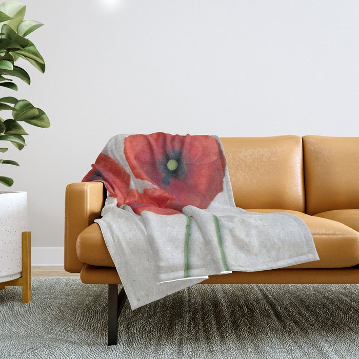 Three red Poppies III Throw Blanket