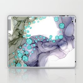 Gray Periwinkle Blue Abstract 32722 Modern Alcohol Ink Painting by Herzart Laptop Skin