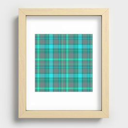 Grey and Blue Tartan Recessed Framed Print