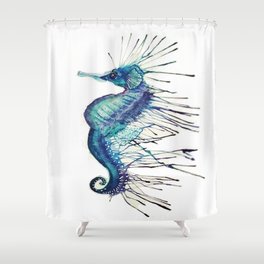 watercolor seahorse Shower Curtain