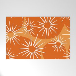 Mid-Century Modern 1950's Bright Orange Tangerine Sunburst Pattern Welcome Mat