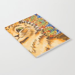 Cat Playing a Piano in Front of a Psychedelic Background by Louis Wain Notebook