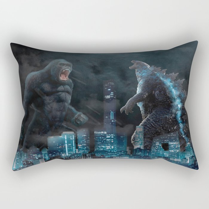 Godzilla vs Kong in the moonlight Rectangular Pillow