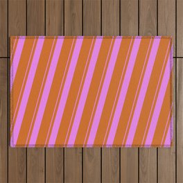 [ Thumbnail: Violet and Chocolate Colored Lined/Striped Pattern Outdoor Rug ]