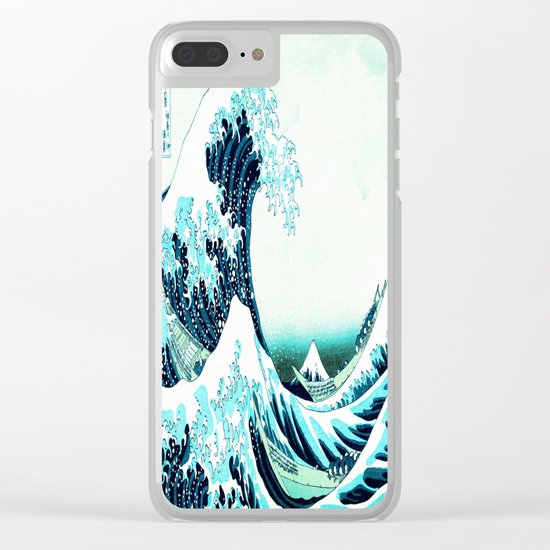 the great wave : aqua teal Clear iPhone Case