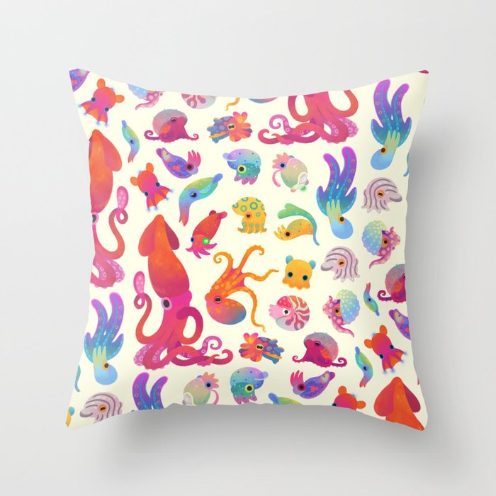 Cephalopod - pastel Throw Pillow