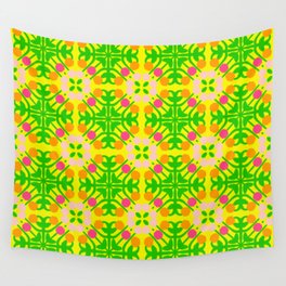 Cheerful Retro Mid-Century Modern Tulip Time Pattern Wall Tapestry