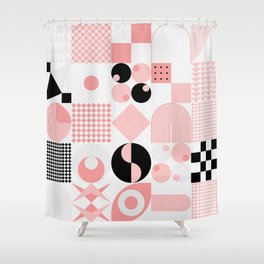 Abstract geometric vintage pattern made with simple shapes and bright and vivid colors. Geometrical composition Shower Curtain