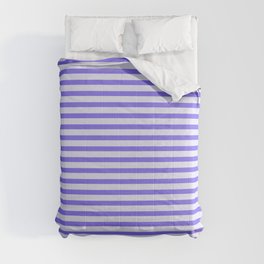 [ Thumbnail: Medium Slate Blue & Lavender Colored Pattern of Stripes Comforter ]