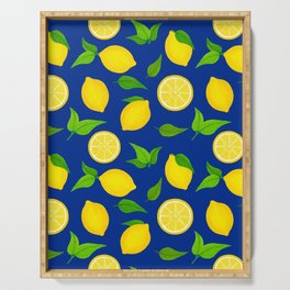 Summer Lemons Pattern - Yellow and Blue Palette Serving Tray