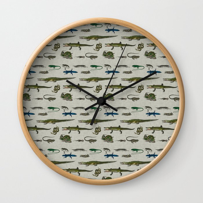 Reptiles vintage pattern Wall Clock