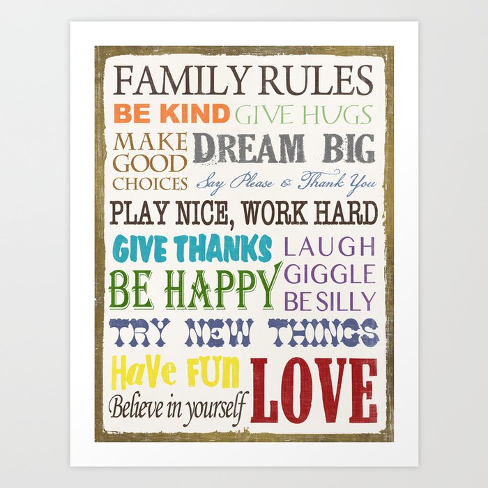 Family Rules Art Print