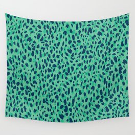 Green Cheetah skin spots. Animal print  pattern design. Digital Painting Illustration Background Wall Tapestry