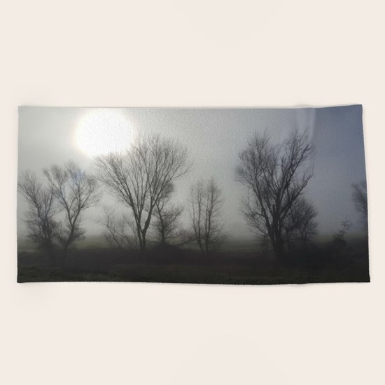 Foggy Morning Beach Towel