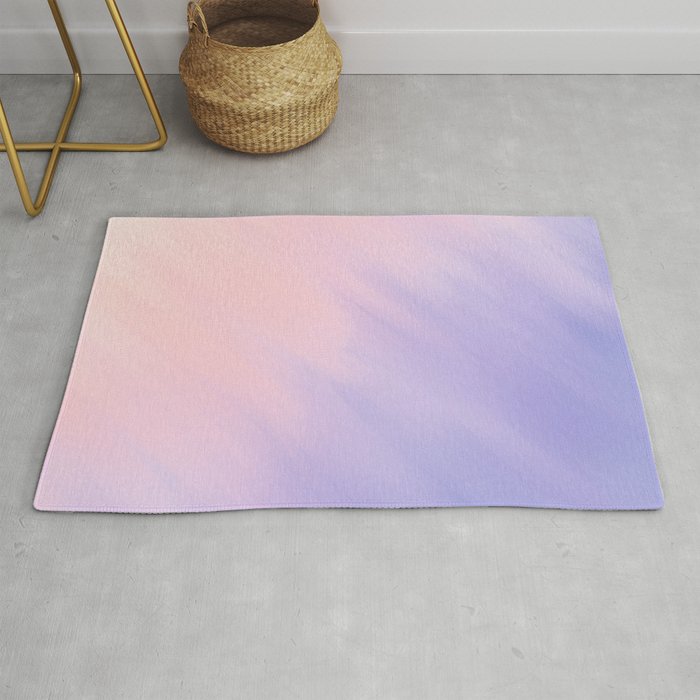 Hand Painted Lilac Lavender Pink Watercolor Brushstrokes Ombre Rug