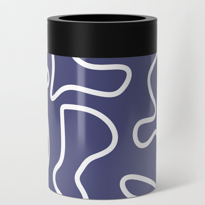 Squiggle Maze Minimalist Abstract Pattern in Deep Periwinkle Purple Can Cooler