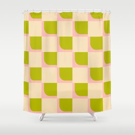 Mid Mod Checkerboard in Lime Shower Curtain