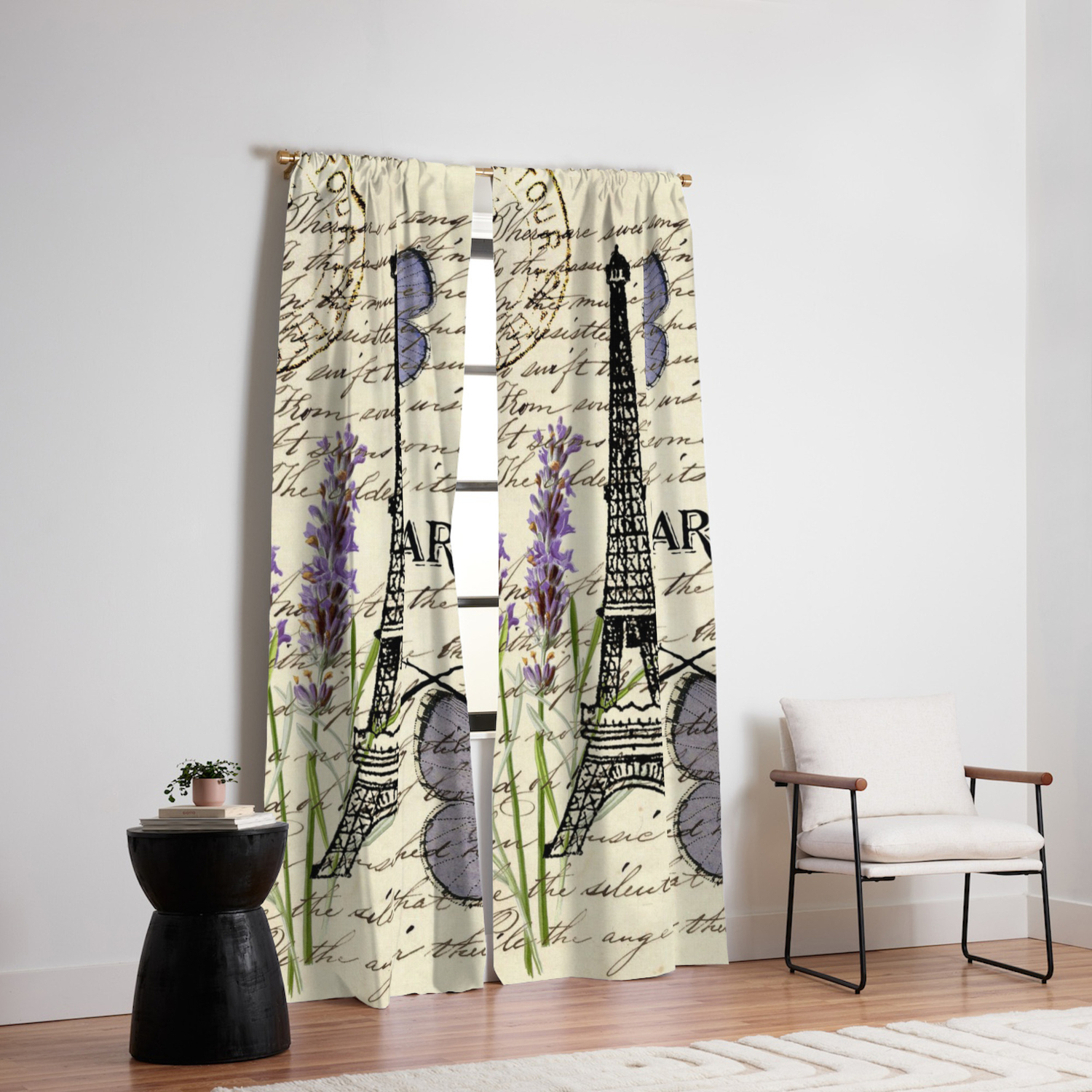 French Botanical Print Purple Butterfly Lavender Floral Paris