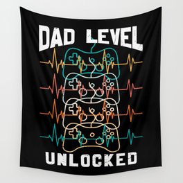 Dad Level Unlocked Funny Gamer Wall Tapestry