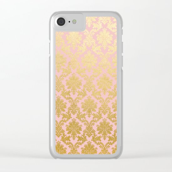 Princess like - Luxury pink gold ornamental damask pattern Clear iPhone Case