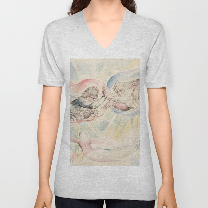 William Blake - St Peter and St James with Dante and Beatrice V Neck T Shirt