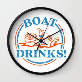 "Boat Drinks" Cute & Funny Otter Drinking A Cocktail Wall Clock