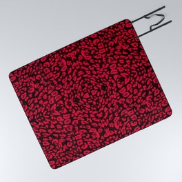 Animal Prints Pattern - Crimson & Black Picnic Blanket