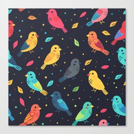 Funny Night Birds Canvas Print