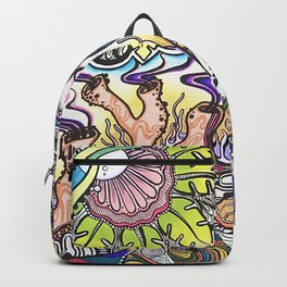 Sunset Squiggles Backpack | Drawing, Acrylic, Ink Pen, Black And White, Pattern 