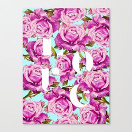 Love, Floral Typography Valentine's Graphic Design, Eclectic Modern Boho Botanical Rose Illustration Canvas Print